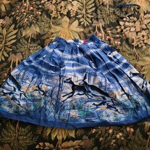Hell Bunny blue forest animals deer swing skirt size small